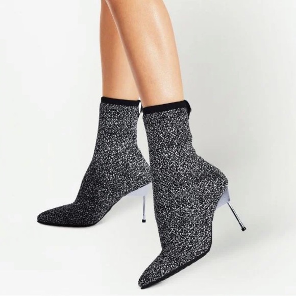 Kurt Geiger London Barbican Embellished Knit Heeled Boots - Picture 2 of 13